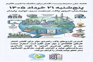  روز شمار هفته ملی محیط زیست؛ پنجشنبه 21 خرداد 1405 ؛ انرژی پاک، صنعت سبز، تولید پایدار